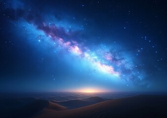 Twilight Milky Way over Smooth Desert Dunes