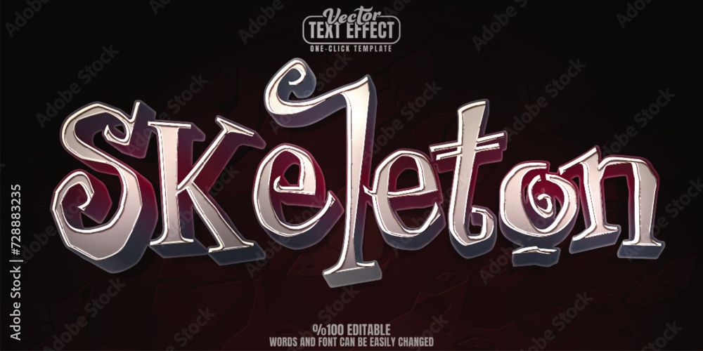 Poster skeleton editable text effect, customizable skull and bone 3d font style