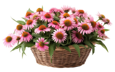 Bountiful Echinacea Display in a Basket isolated on transparent Background