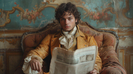 man reading newspaper