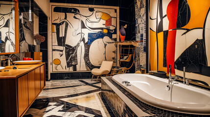 AI-Generated Luxurious Artistic Bathroom