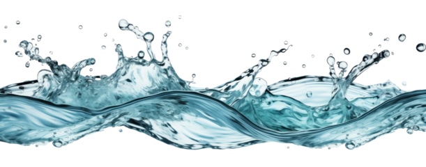 Water Splashes in Cascading Formation isolated on transparent background