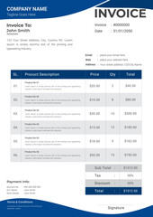 Minimal Corporate Business Invoice design template vector illustration bill form price invoice. Creative invoice template vector. business stationery design payment agreement design template
