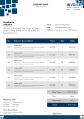 Minimal Corporate Business Invoice design template vector illustration bill form price invoice. Creative invoice template vector. business stationery design payment agreement design template