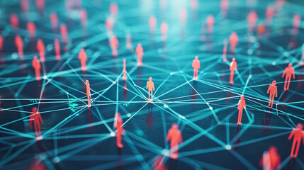 Networking background with unrecognizable large grup
