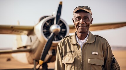 Pilot standing in front of a plane