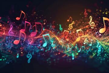Rainbow sparkle music notes Generative AI