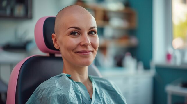 Woman undergoing her first chemotherapy. generative ai