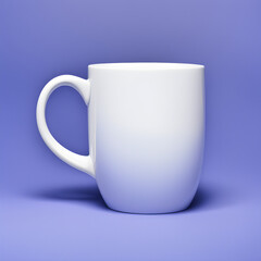 white cup on blue background