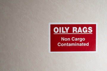 Segregation sticker of non cargo contaminated oily rags garbage for use on board ship