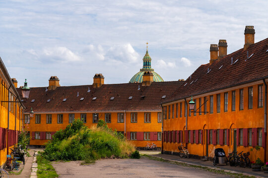 17th - 18th-century orange houses in Copenhagen, Denmark.