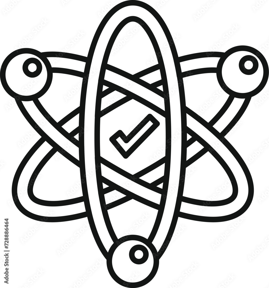Poster atom molecule insight icon outline vector. idea think risk. data science