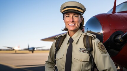 Pilot standing in front of a plane