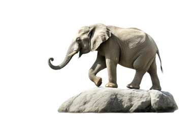 Elephant Balancing on a Rock isolated on transparent Background