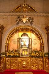 Statue face of Jesus on the altar at Basilica Minore del Santo Nino, the oldest church in the...