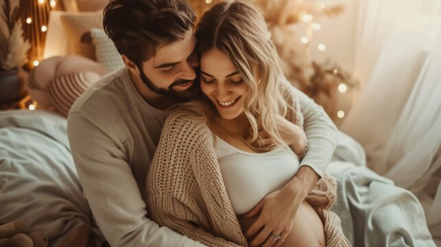 couple joyfully enjoying pregnancy and the arrival of a baby generative ai