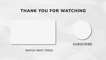 motion graphic end screen suitable for channel with all content. end screen template on paper background