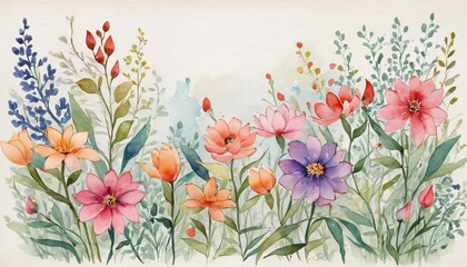 Fototapeta na wymiar Watercolor drawing of wild flowers on a white background.