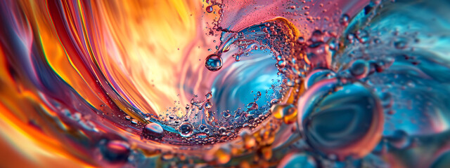 multicolored water vortex with bubbles