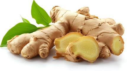 Fresh ginger root isolated on white background