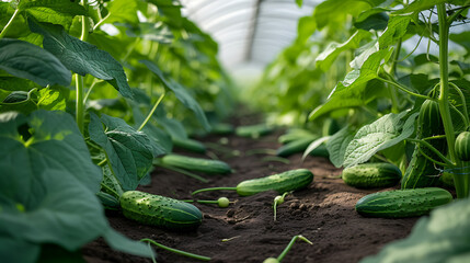Cucumbers Growing In Very Large Plant Nursery