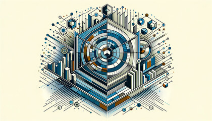 Fototapeta premium Sleek geometric sales forecasting concept with clean lines and cool hues.