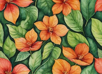 Watercolor painting of a collection of vibrant flowers