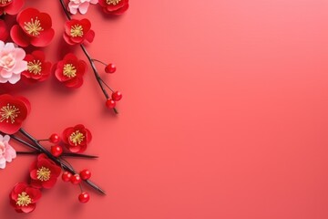 Chinese New Year red decoration with copy space