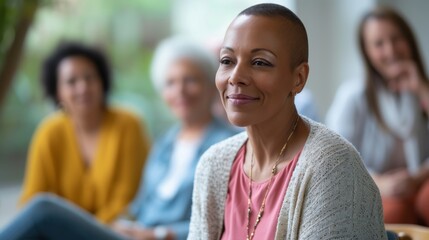cancer patient attending support group, reflecting resilience generative ai
