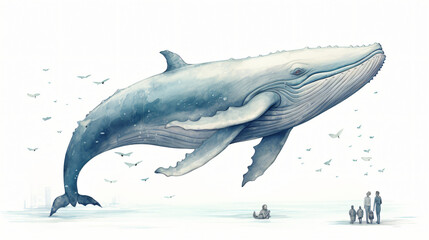 Obraz na płótnie Canvas Big Whale Illustration - White Isolation