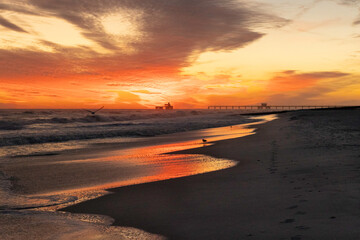 Golden twilight at the ocean.