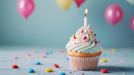 birthday dessert with a tender candle in a photo studio generative ai