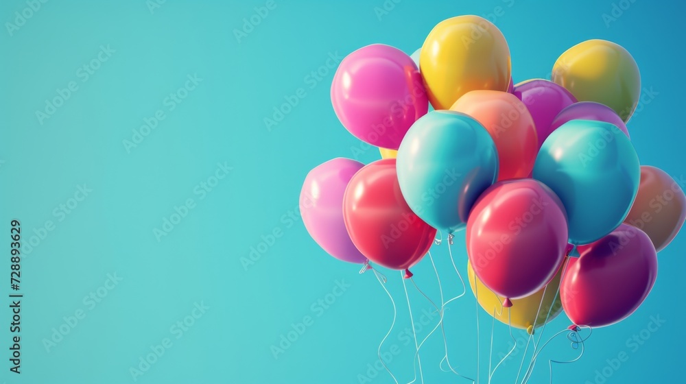 Fototapete floating balloons on a plain background generative ai