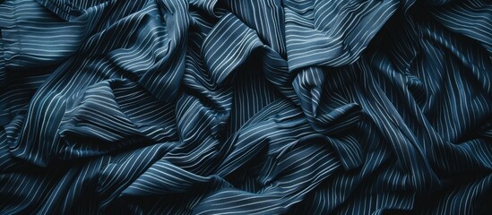 Background texture composition consisting of fragments of striped blue jacket cloth.