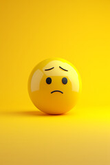 Fototapeta premium Sad emoji on a yellow background