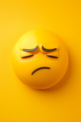 Fototapeta premium Meh emoji on a yellow background