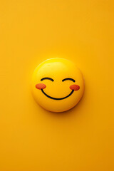 Happy emoji on a yellow background