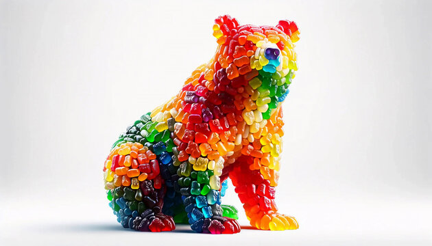 Bear crafted from vibrant gummy bears