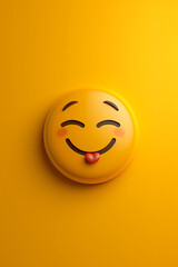 Fototapeta premium A silly face emoji on a yellow background