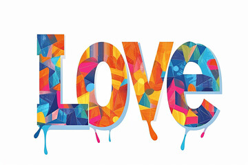 Colorful modern text design of the word LOVE on white background