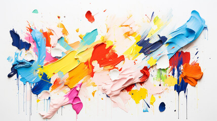 Abstract colorful oil paint stroke splatters - obrazy, fototapety, plakaty