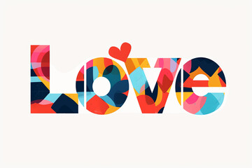 Colorful modern text design of the word LOVE on white background