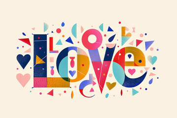 Colorful modern text design of the word LOVE