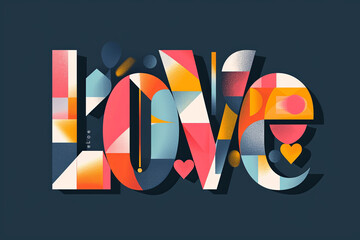 Colorful modern text design of the word LOVE