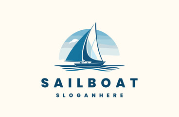 creative Sailboat logo icon design Vector