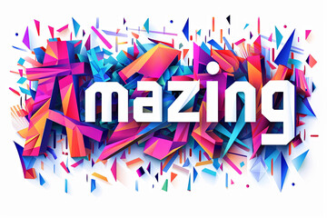 Colorful modern text design of the word "Amazing" on white background