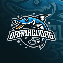 Barracuda mascot logo design vector with modern illustration concept style for badge, emblem and t shirt printing. Angry barracuda illustration.