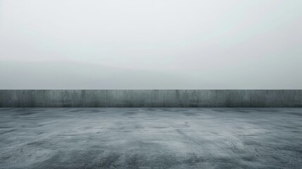 Empty space on the building's roof against mirnong mist with gray concrete wall and floor - obrazy, fototapety, plakaty