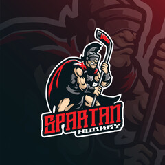 Spartan mascot logo design vector with modern illustration concept style for badge, emblem and t shirt printing. Spartan hockey illustration for sport team.
