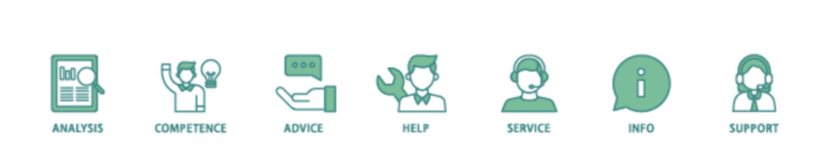 Problem solving icon set flow process illustrationwhich consists of analysis, critical thinking, creativity, emotional intelligence, research, team building  icon live stroke and easy to edit 